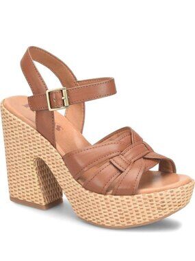 Korks by Kork-Ease Dee Sandals Strappy Wedge Heel Platforms Brown Size 10 NEW